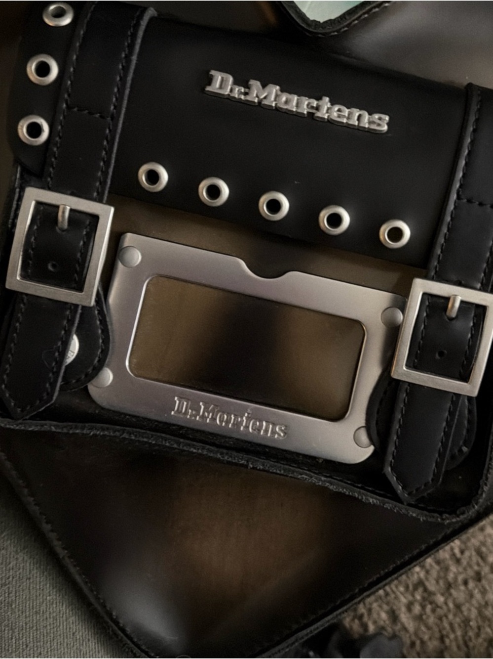 Dr. Martens Black Heart-Shaped Buckle Crossbody Bag